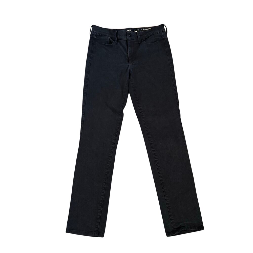 Eddie Bauer Jeans Womens 6 Black Denim Slightly Curvy Slim Straight Leg